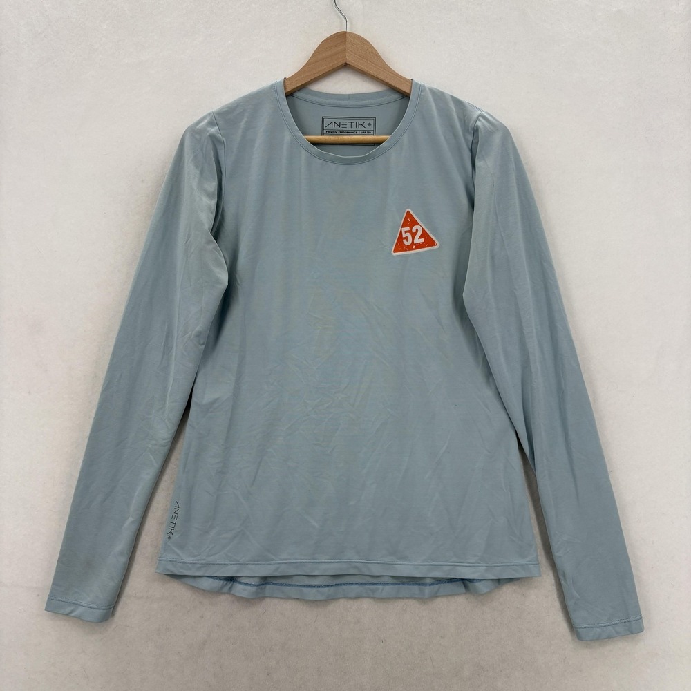 Anetik Shirt Mens Small Blue Long Sleeve Tiki 52 Bar & Grill UPF 30+ Tee Surf